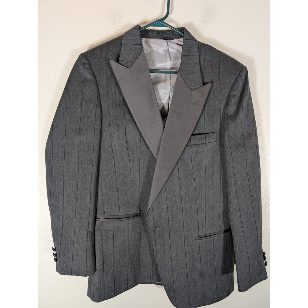 Christian Dior Monsieur 42L Grey Pinstripe Tuxedo Jacket Peak Lapel Made in USA